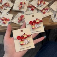Cute Apple Shaped Button Pearl Hair Clip Women's Sweet Versatile Hairpin Side Duckbill Clip Barrettes Hair Accessories Girl Gift