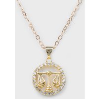 12 Zodiac Signs Constellation Necklaces Gold Color Shining Zircon Libra Symbol Pendant Necklaces For Women Men Amulet Collar