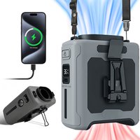 Portable Waist-Mounted Fan, Neck-Mounted Fan, 5-Speed Strong Wind with LED Lighting, Suitable for Outdoor Use, 10000 mAh