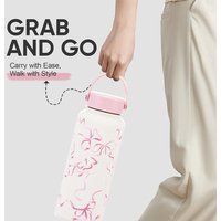 32oz Insulated Water Bottle Pink Stainless Steel With Flip Straw Bow Water Bottle Stainless for Sports Outdoor