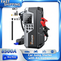 Kit de démarrage d’urgence pour voiture 3 en 1 avec souffleur, démarreur de voiture 8500A et compresseur d’air pour gonfler les pneus à 150 PSI, batterie externe portable de 26800 mAh pour démarrer