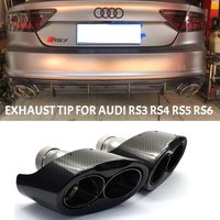 Car Exhaust Tip Carbon Fiber Car Exhaust Pipe For Audi A6 A7 A5 A4 A3 Up RS3 RS4 RS5 RS6 RS7 Look Tailpipe Muffler Tip Nozzle