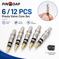 PINMOAP 6/12P Bike Valve Core Replacement Presta Tubeless Tire Valve Stem Core Airtight Bicycle Repair Parts For Road MTB Cyclin
