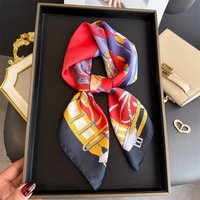 Luxury Design Silk Square Scarf For Women Satin Fashion Wraps Neckerchief Female Hair Bands Ribbon Headband Bandana