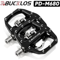 BUCKLOS PD-M680 Mountain Bike Pedals Sealed Bearing Dual Clipless Flat & Lock Pedal Aluminum Alloy 9/16" Pedals for Shimano SPD