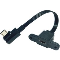5CM 10CM 20CM MicroUSB panel mounting connector female Micro USB 5-pin.extension cable 30cm 50cm, with screw holes