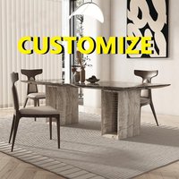 Any Size Custom Mid Century Luxury Natural Marble Dining Table Match Solid Upholstered Chairs Waterproof Family Dining Furniture