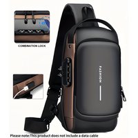 1 durable Oxford cloth men's chest bag, fashionable motorcycle crossbody bag with password lock and zipper closure