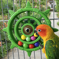 Rudder Shaped Parrot Spinner Rattle Toy Bite Resistant Colorful Beads Interactive Spinning Wheel Plastic Bird Cage Toy
