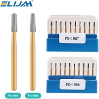 10Pcs/Box FG1957/FG1958 Dental Carbide Bur ELIJAH Golden High Speed Tungsten Steel Crown Metal Cutting Burs Dentistry Tools