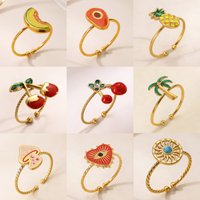 Simple Stainless Steel Enamel Colorful Rings For Women Open Charm Fruits Finger Ring Dopamine style Jewelry Gift 2026 New Trendy