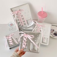 MINKYS Pink Silver PU Leather A7/A5 Kpop Photocards Collect Binder idol Photo Card Book Idol Storage Album Stationery
