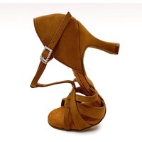 UK Latin Dance Shoes, Suede Wrap-around T-Strap, Flexible Sole & Leather Bottom for Indoor Comfort