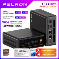 PELADN WO-4 Gaming Mini PC, AMD Ryzen 5 5600H (6C/12T, up to 4.2Ghz),32GB DDR4/1TB SSD,Type-C/DP/HD,WiFi6 4K/60Hz Triple-Display