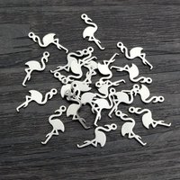 30pcs 18x8mm No Fade Charms 316 Stainless Steel Flamigo Charms pendant Jewelry Making Accessories DIY for necklace bracelet