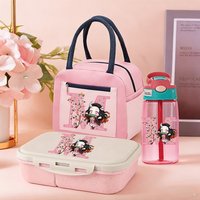 Demon Slayer Bento Box+Lunch Bag+Water Bottle 3pcs Set Kamado Nezuko Cartoon Student School Supplies Food Container Drinkware