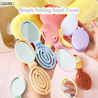 Portable Folding Hair Comb With Mirror Lightweight Travel-Friendly For Styling. A Perfect Gift For Women Girls〔CC55〕