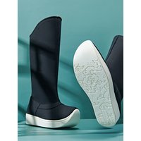 Fulujiacos Thick soled canvas Hanfu boots, men's height increasing ancient costume boots, long leg shoes