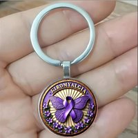 Round keychain, retro style bow flower keychain, Mother's Day