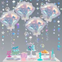 6-Pack Colorful Shell-Shaped Foil Balloons,for Ocean-Themed Birthday Party, Summer Gatherings, Beach Party, and Hawaiian Party