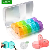 Boîte à pilules portable, hebdomadaire 7 jours, design coloré, empilable, 2 fois par jour, distributeur de stockage de médicaments, boîtes d'évaluation de pilules en plastique