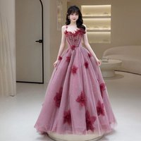 2026 Spring Summer New Style Flowery Chiffon Evening Gown With Strapless Design Elegant Long Party Dress Customized