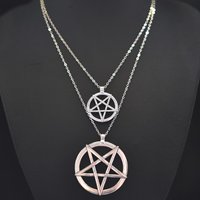 1Pc Witchcraft Satan Pentagram Lucky Amulet Pendant Women Necklaces Wicca Star Pentacle Grunge Statement Men Collares Jewelry