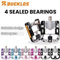 AliExpress BUCKLOS Folding Bike Pedal 4 Bearing Aluminum Alloy Foldable Bicycle Flat Pedals Lightweight Durable Road BMX Bike Flat Pedal