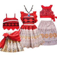 3-10 Years Girls Vaiana Dress Moana Costume Children Halloween Princess Party Outfit Clothes Kids Carnival Fancy Clothes