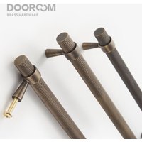 Dooroom Brass Knurled Furniture Handles Antique Brass Cupboard Wardrobe Dresser Shoe Box Drawer Cabinet T-bar Pulls
