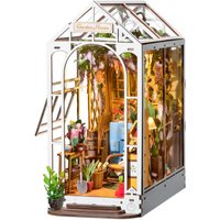 Rolife Gardenhouse Book Nook DIY Dollhouse Bookend Model Kit with LED Light Wooden Puzzle for Bookshelf Decor - TGB06