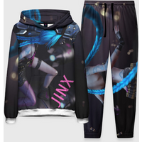 New Anime Arcane League Jinx Graffiti Hoodie Jogger Set