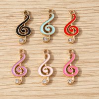 10pcs 9x21mm Cute Enamel Music Note Charms Pendants for Jewelry Making Drop Earrings Necklace Bracelets DIY Crafts Accessories