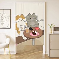 VIKAMA Cartoon Cat Door Curtain Bedroom & Kitchen Room Divider Half-Length Curtain Bathroom Privacy Screen Home Decor