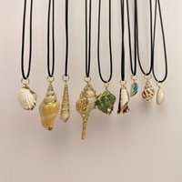 Natural Shell Pendant Necklace for Woman Bohemia Conch Collar Choker Rope Chain Cowrie Necklace Femme Ocean Beach Jewelry Gifts