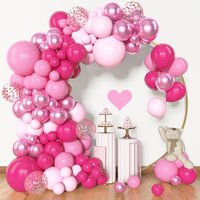 153-Piece Pink Balloon Garland Arch Set, Different Sizes 18 12 10 5inch in Peach Red Latex Metallic Confetti Pink Balloons for Birthday Princess Mother's Day Wedding Baby Shower Party Decorations