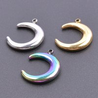 High Quality 5pcs Classic Plain Moon Charms For Earrings Making Supplies Bulk Stainless Steel Jewelry Pendant Handmade Materials