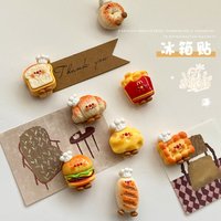 Cute 3D Bread Food Fridge Magnets Resin Croissant Hamburger Refrigerator Magnet Sticker Kitchen Home Decor