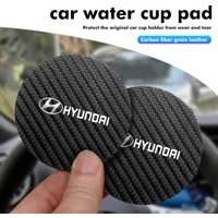 2Pcs Car Interior Leather Coaster Anti-noise Water Cup Pad For Hyundai Azera GDI i10 i20 i30 i40 ix20 ix35 Sonata Santafe