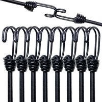 8Pcs 60cm Bungee Cords High Elasticity Latex Tied Rope Bicycle Luggage Lanyard Camping Bungee Cord Double-J Hooks Elastic Straps