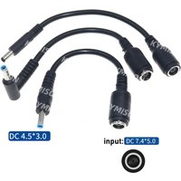 Female 7.4*5.0 mm to 4.5*3.0 mm Male with Pin Bule DC Power Charger Adapter Converter Connector for HP Ultrabook Dell Laptop
