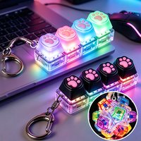 LED-Licht Tastatur-Schlüsselanhänger Fidget-Spielzeug Klickbarer Knopf Stressabbau Tragbares Schreibtisch-Accessoire Bürodekoration Geschenke Angstlinderung