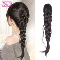 Synthetic wig braid female catch clip ponytail lazy temperament braided hair long braid low braided fake ponytail