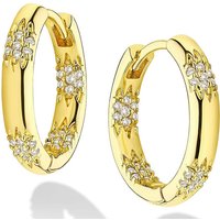 Huitan Dainty Gold Color Circle Earrings Lady Chic Elegant Fashion Jewelry with Bright Zirconia Delicate Ear Hoops Accessories