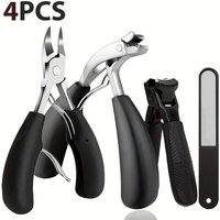 4pcs Ingrown Toenail Clipper Set for Thick Nails - Heavy-Duty Podiatrist Grade, Stainless Steel Blades with Easy Grip Handle - P