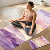 Rubber Gym Yoga Mats 178*61cm*1.5mm Foldable Pilates Mats Shock Absorption Suede Yoga Towel for Gym Sports Travel Exercises Mat