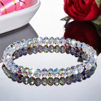 Simple Elegant Crystal Stretch Bracelets Minimalist Shiny Colorful Crystal Beaded Bangle For Women Men Dainty Jewelry Party Gift