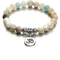 Matte Frosted Amazonite Beads with Lotus OM Charm Yoga Bracelet