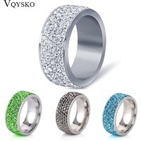 5 Row Lines Clear Crystal Jewelry Wedding Ring Anillos Mujer Fashion Stainless Steel Engagement Rings for Women Acessories