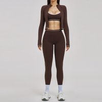 Women's Gym Kit Spring Yoga Fitness 3 Piece Set With Zipper Slim Fit Sexy Outfits Jacket Suit For Outdoor Running Sports Clothes